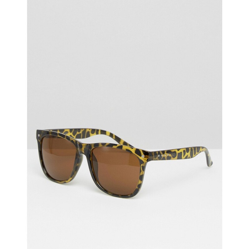 Jack & Jones - Lunettes de soleil carrées imprimé léopard - Noir