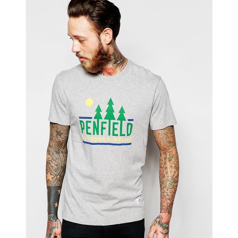 Penfield - T-shirt à imprimé arbres en ligne - Gris - Gris