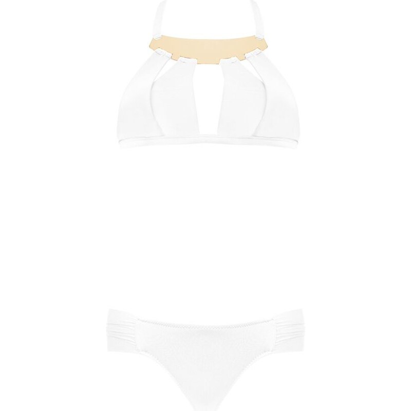 Moeva London Bikini Blanc Orné d'une Plaque Dorée - Lisa