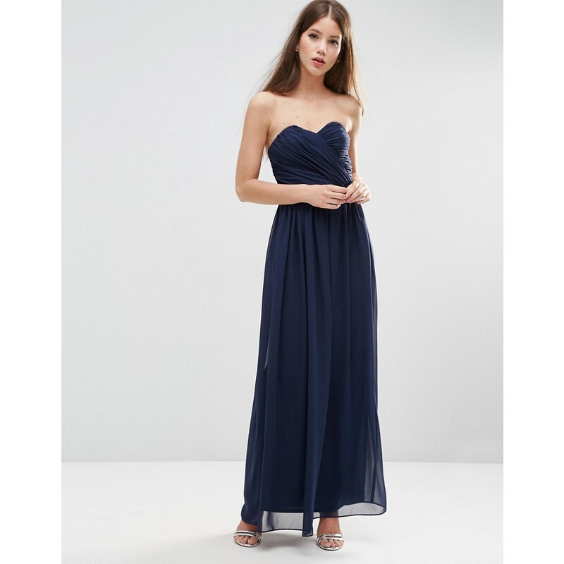 ASOS WEDDING - Maxi robe coupe bandeau - Bleu marine