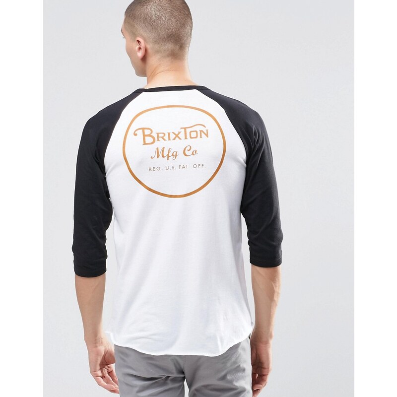 Brixton - 3/4 - T-shirt manches raglan avec imprimé au dos - Blanc