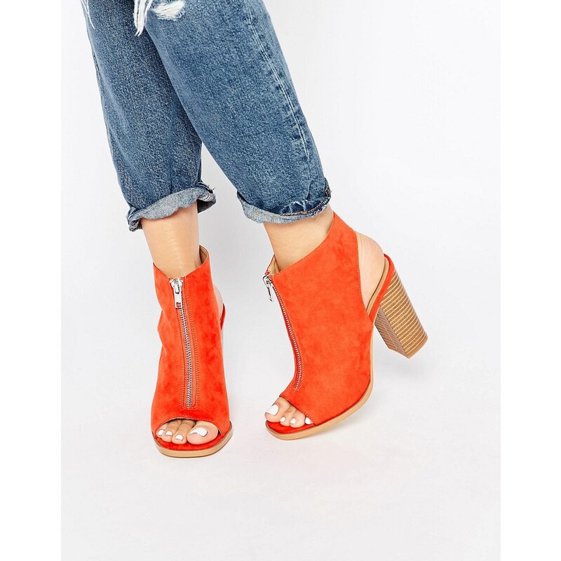 Glamorous - Bottines peep toes en daim - Orange brûlé - Orange