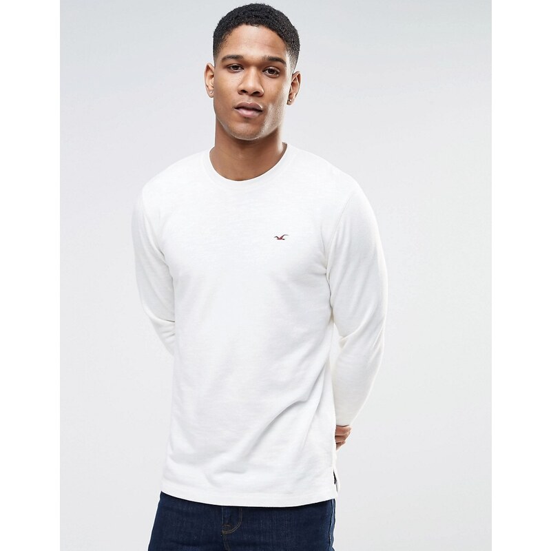 Hollister - T-shirt ras de cou slim à manches longues - Blanc