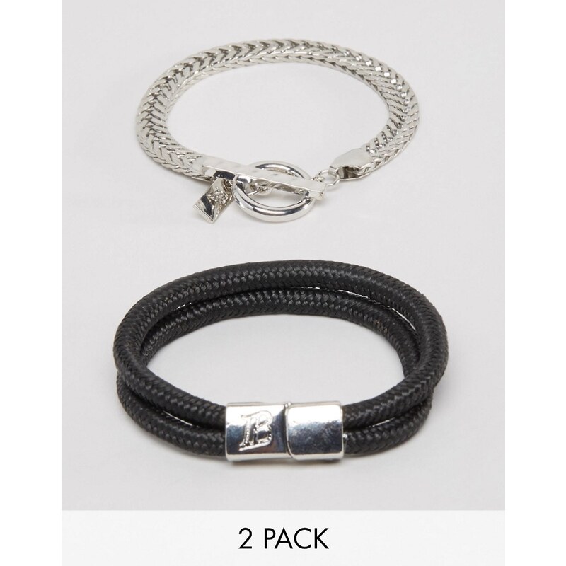 Icon Brand - Lot de 2 bracelets avec chaîne et maille - Multi