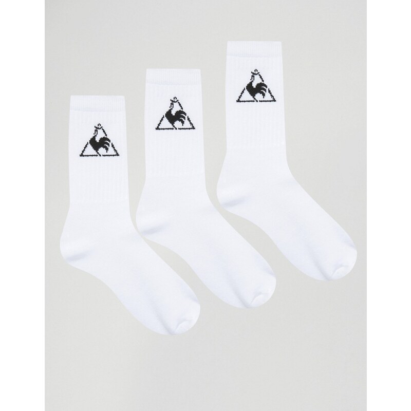 Le Coq Sportif - Lot de 3 paires de chaussettes avec logo - Blanc
