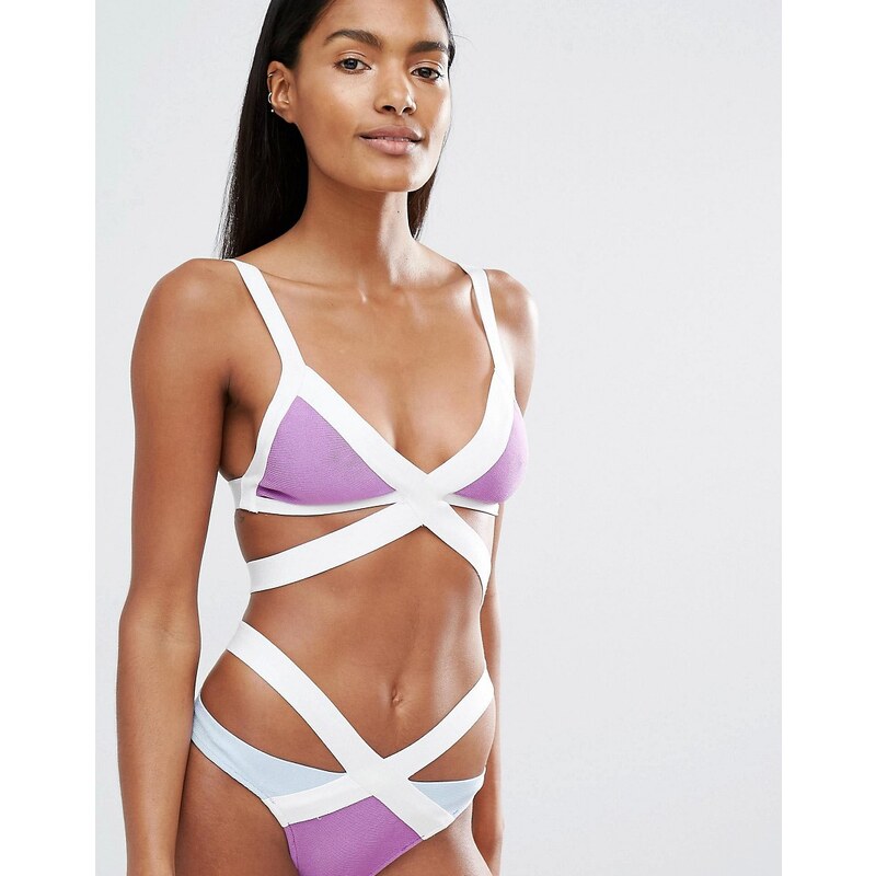 Luxe Lane - Haut de bikini color block effet bandage - Multi