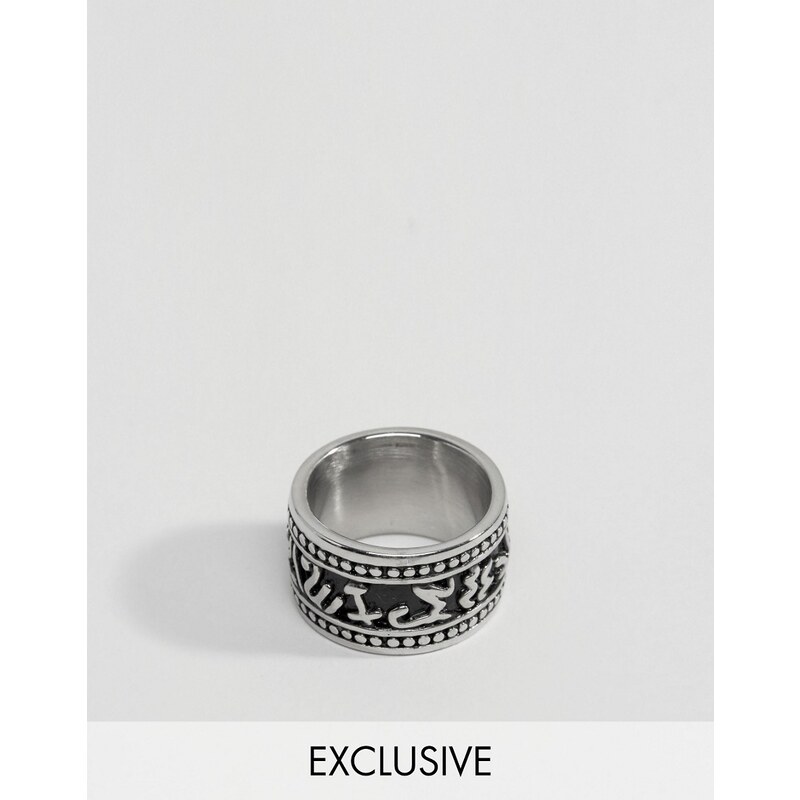 Reclaimed Vintage - Bague anneau à motif aztèque - Argenté
