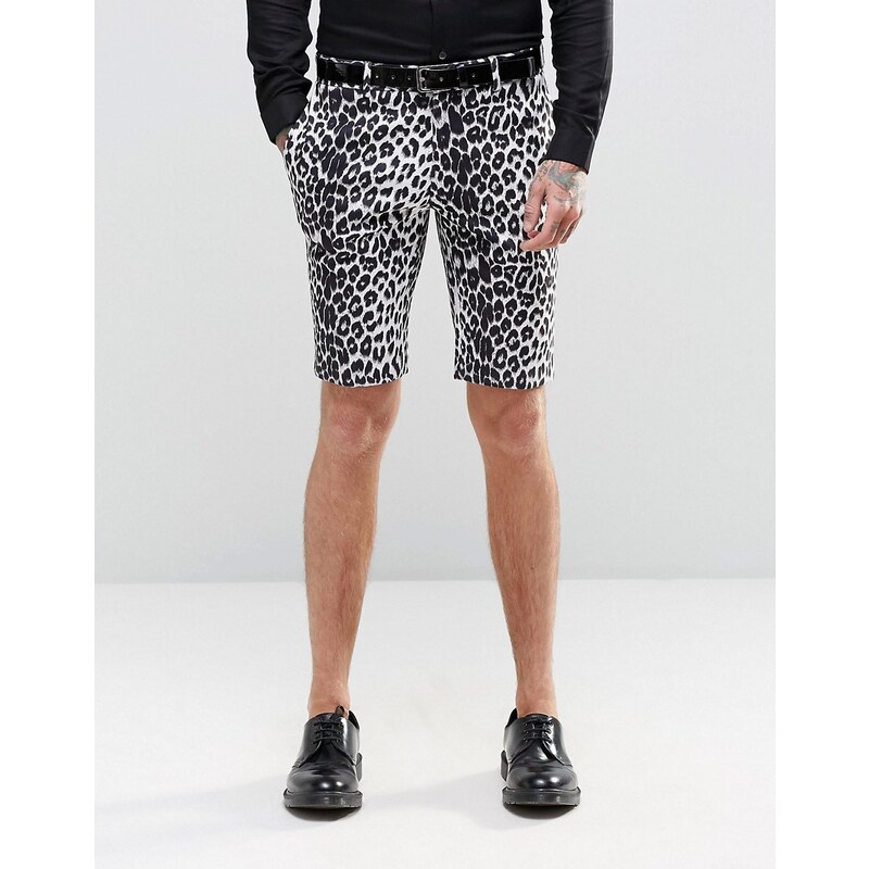 Religion - Short skinny élégant à imprimé léopard - Noir