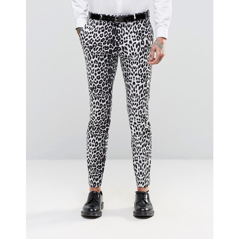 Religion - Pantalon élégant super skinny à imprimé léopard - Gris