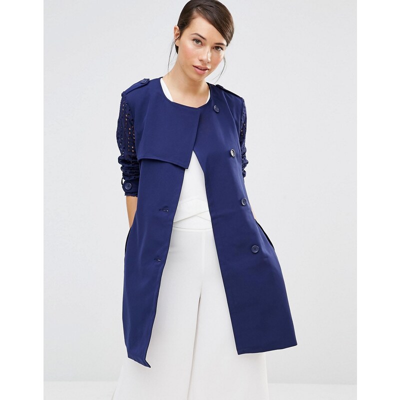 Lavand - Trench-coat drapé doux - Bleu