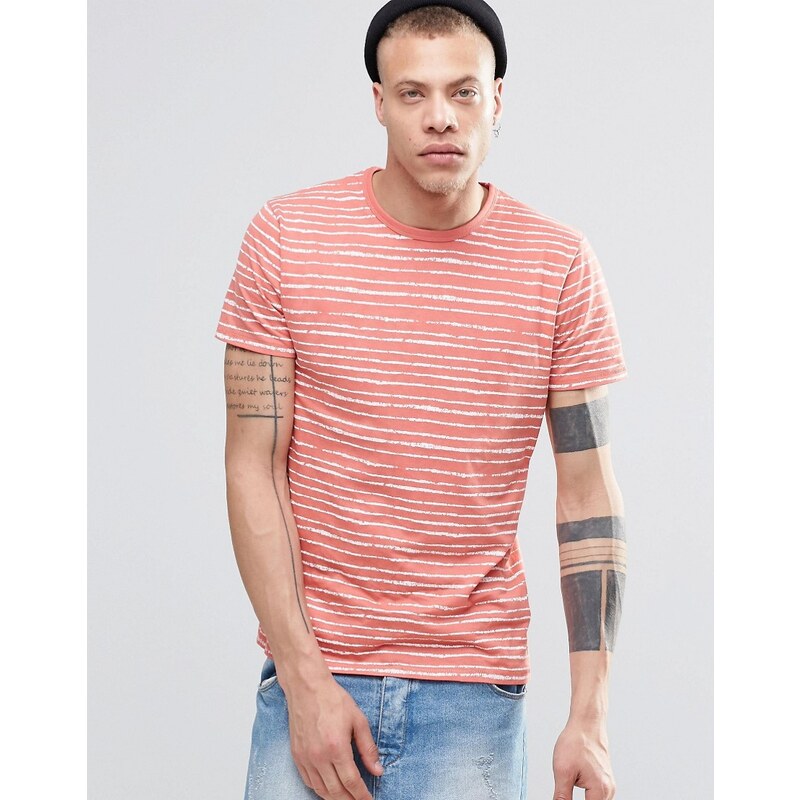 Threadbare - T-shirt rayé avec poche sur le devant - Orange
