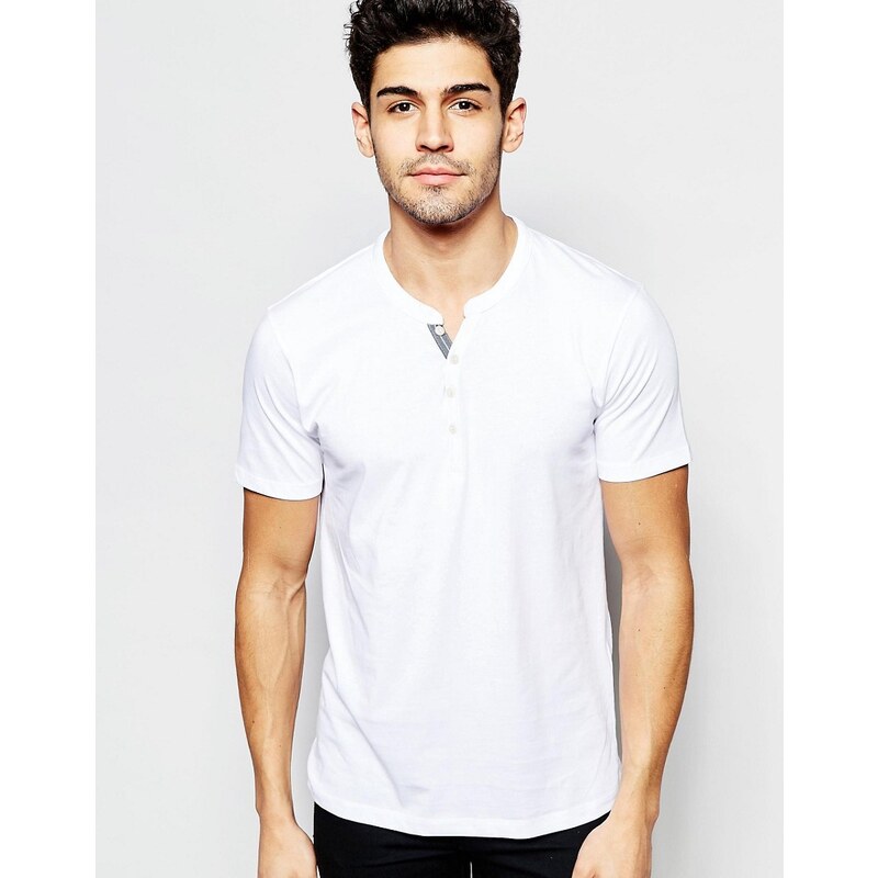 Selected Homme - T-shirt grand-père en coton pima - Blanc
