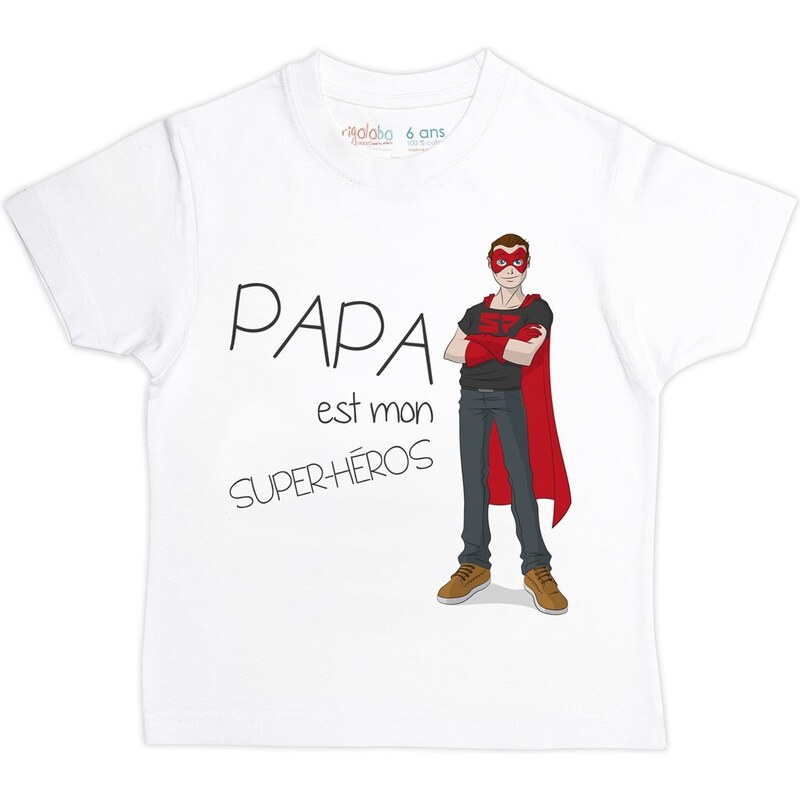 Rigolobo Papa est mon super-héros - T-shirt - blanc