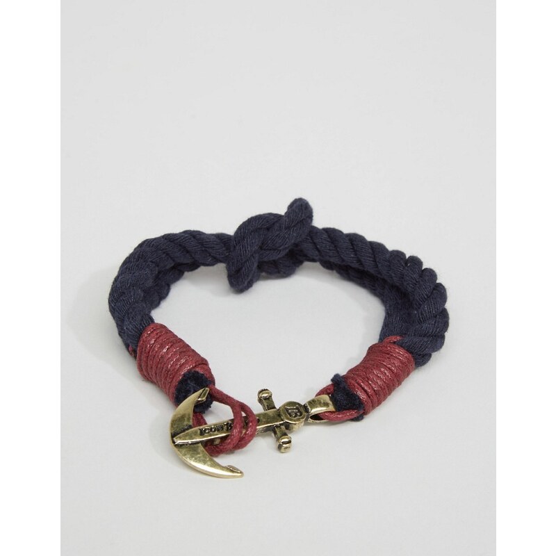 Icon Brand - Bracelet en tissu motif ancre - Bleu marine - Bleu marine