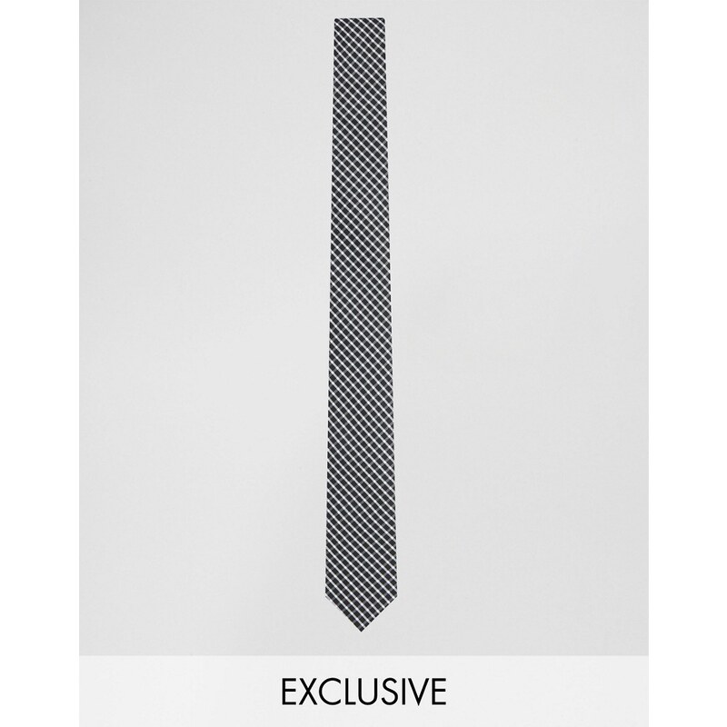 Reclaimed Vintage - Cravate à carreaux - Noir - Noir