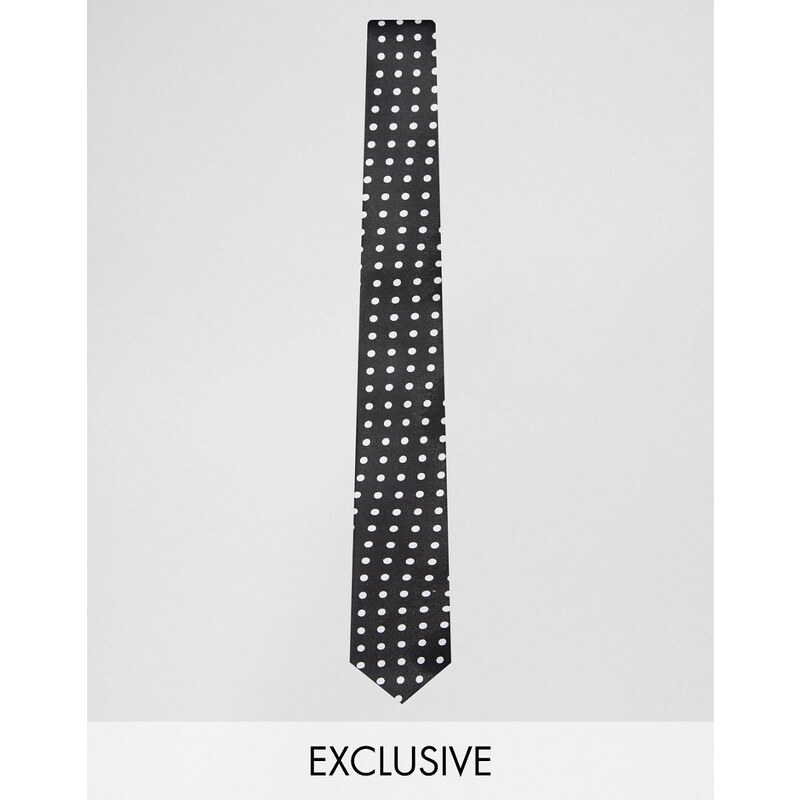 Reclaimed Vintage - Cravate à pois - Noir - Noir