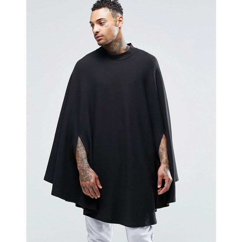 ASOS Loungewear - Cape en tissu gaufré avec col chemisé - Noir