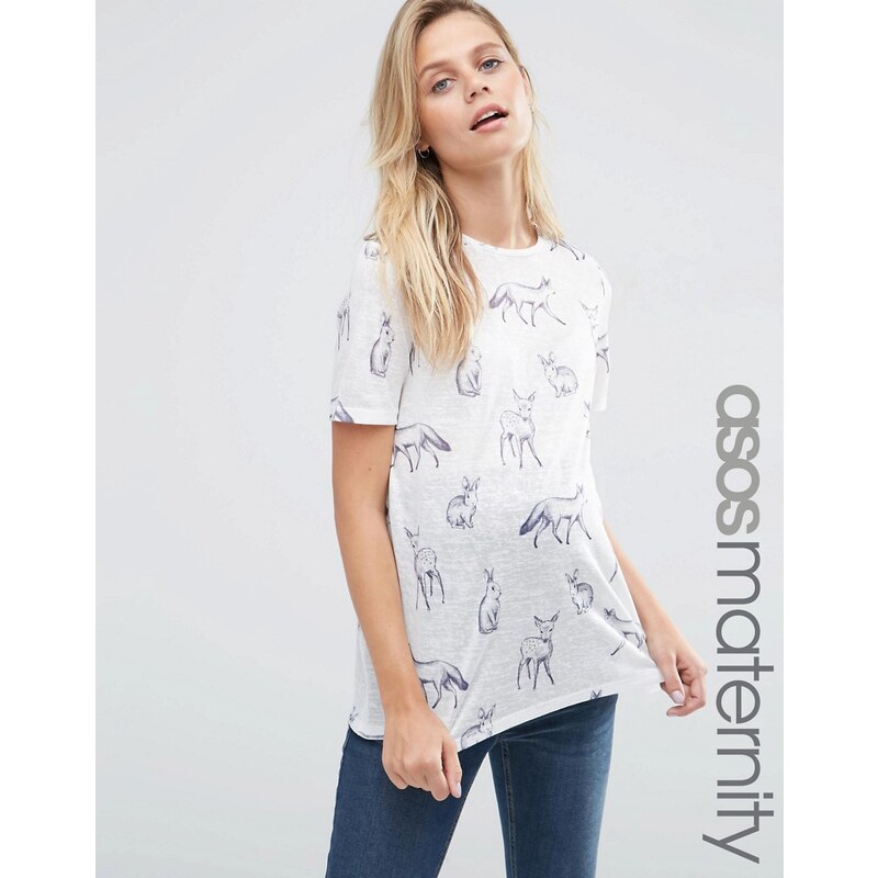 ASOS Maternity - T-shirt à imprimé animal des bois - Multi