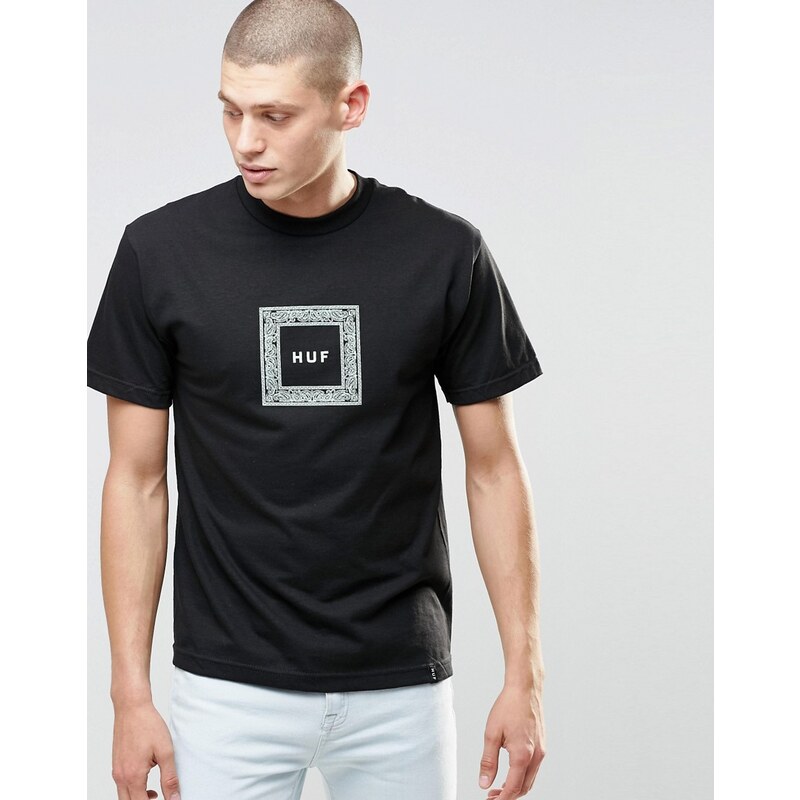 HUF - T-shirt avec logo carré à motif cachemire - Noir