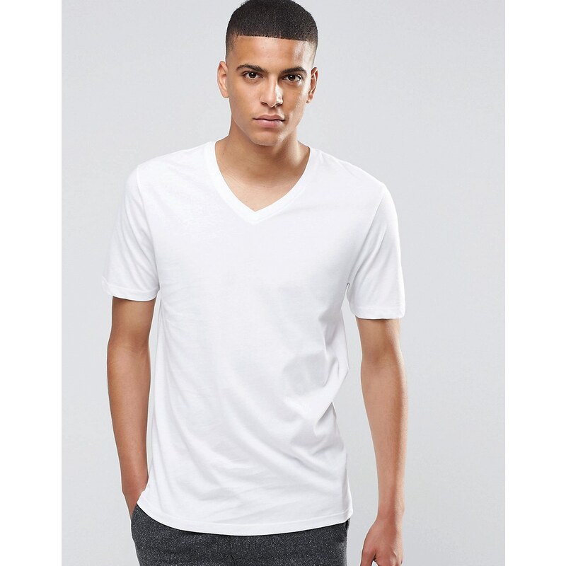 Reiss - T-shirt col V - Blanc