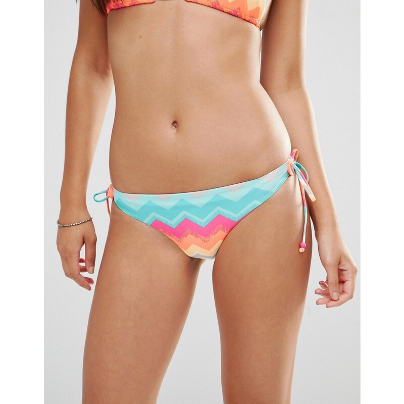 Seafolly - Soundwave - Bas de bikini motif zigzag et nuds sur les côtés - Multi