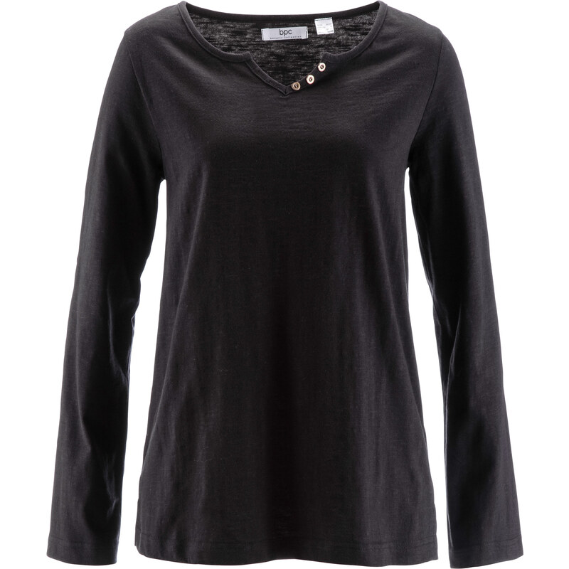 bpc bonprix collection T-shirt manches longues en fil flammé noir femme - bonprix