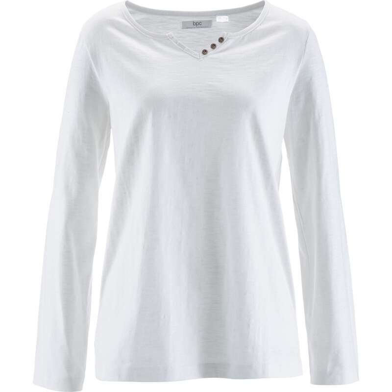 bpc bonprix collection T-shirt manches longues en fil flammé blanc femme - bonprix