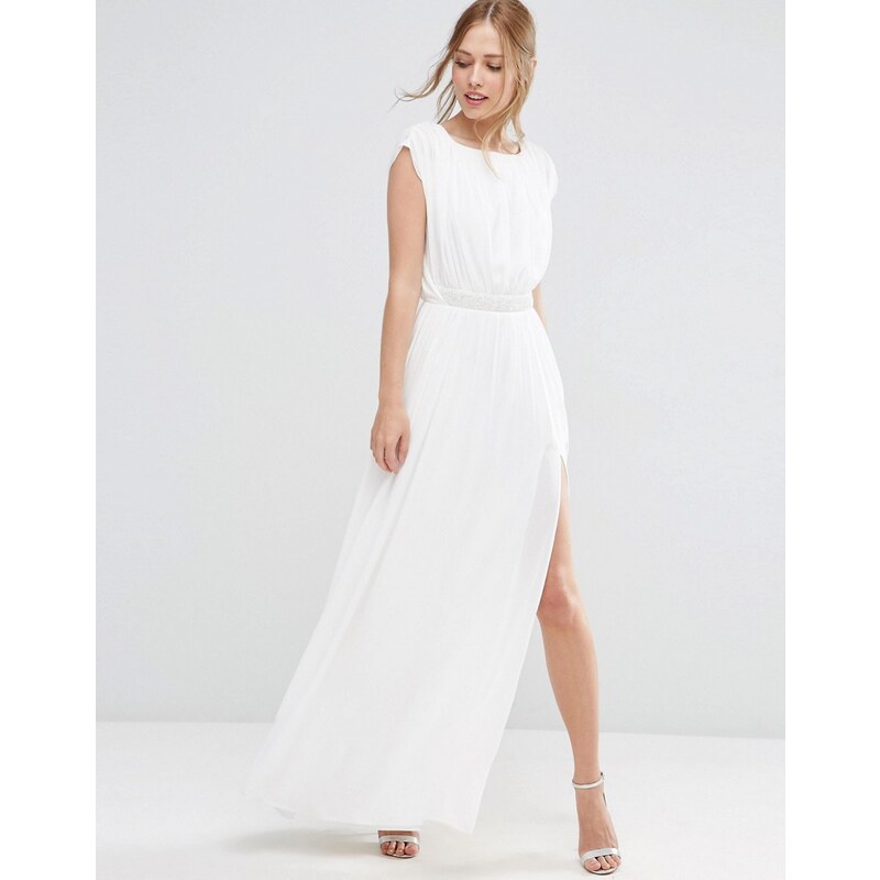 ASOS - Maxi robe à taille ornementée - Blanc