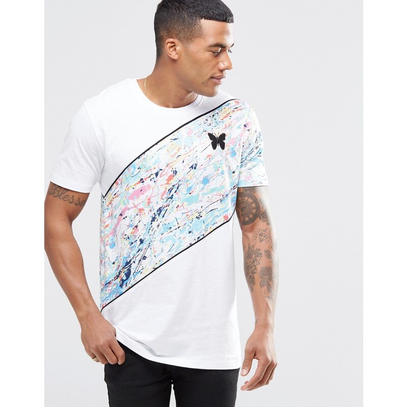 Good For Nothing - T-shirt à rayures en diagonale et taches de peinture - Blanc