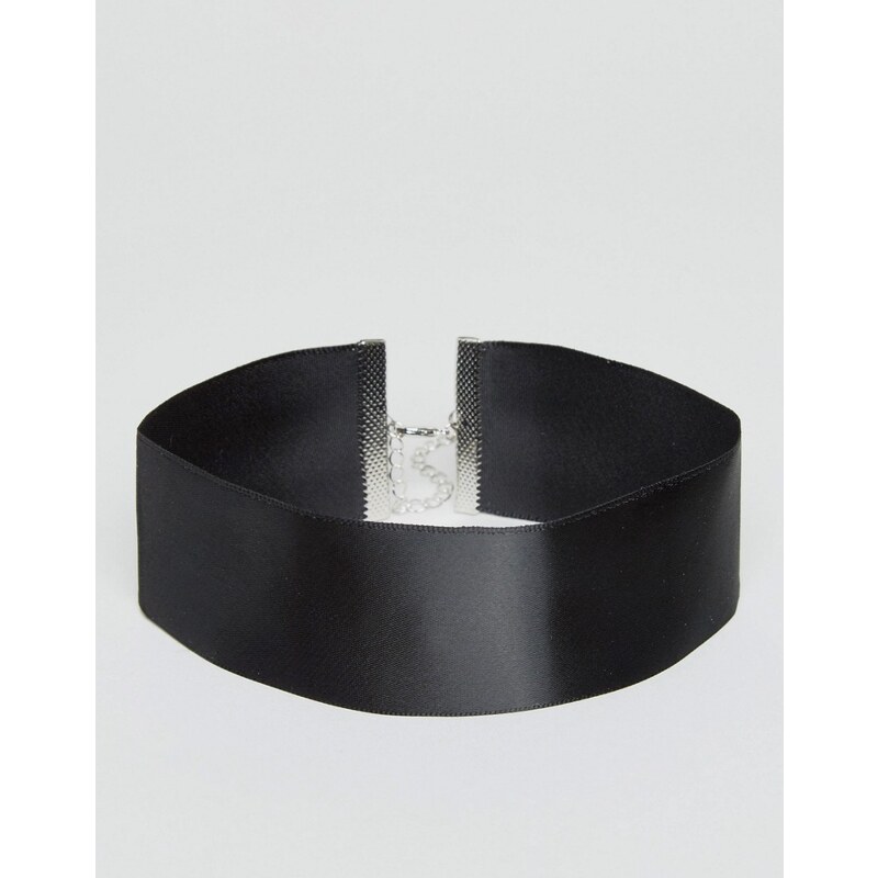 ASOS - Large collier ras de cou basique en satin - Noir