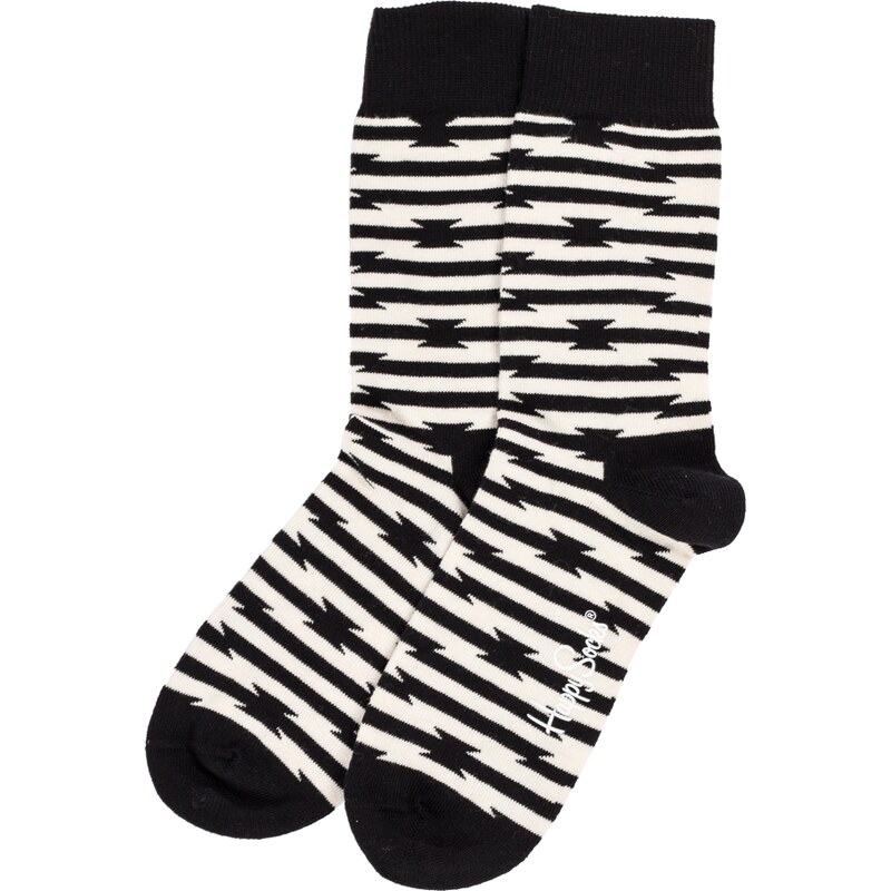 Happy Socks Chaussettes Chaussettes Barbelées Noires Et Blanches Homme