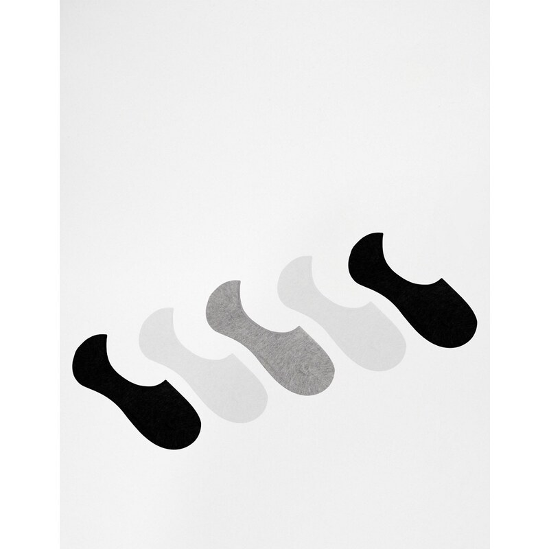 ASOS - Lot de 5 paires de chaussettes invisibles - Monochrome - ÉCONOMIE - Multi