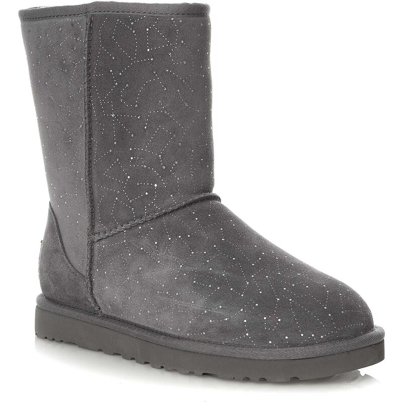 Ugg Classic Short Constellation - Boots fourrées en cuir suédé avec cristaux Swarovski® - gris