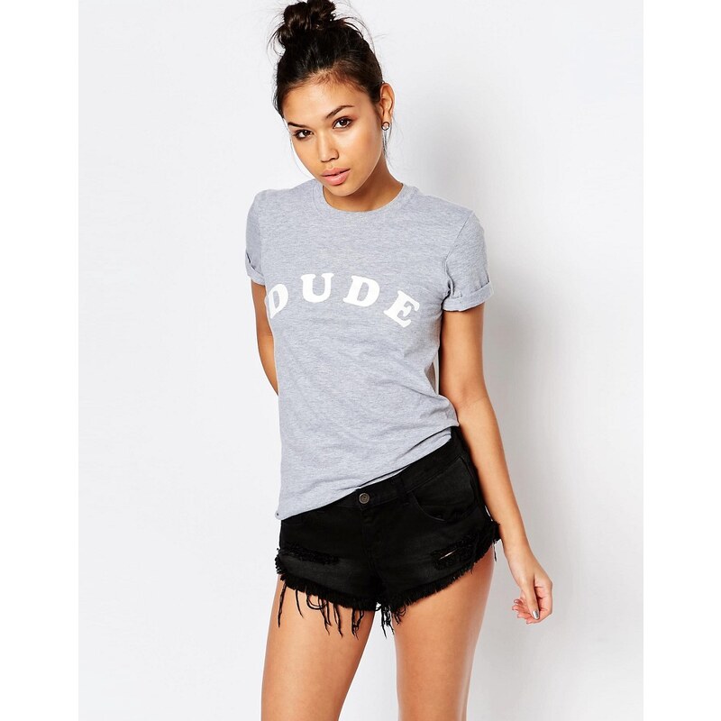 Adolescent Clothing - T-shirt coupe masculine avec imprimé « Dude - Gris