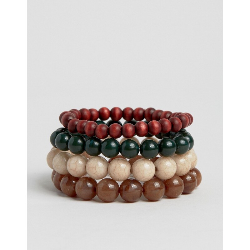 ASOS - Lot de bracelets de perles - Marron - Multi