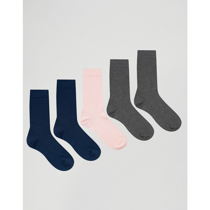ASOS - Lot de 5 chaussettes - Rose, gris et bleu marine - Multi