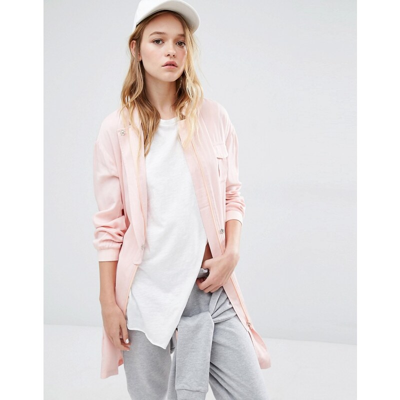 Daisy Street - Bomber long style militaire avec poches - Blush - Rose