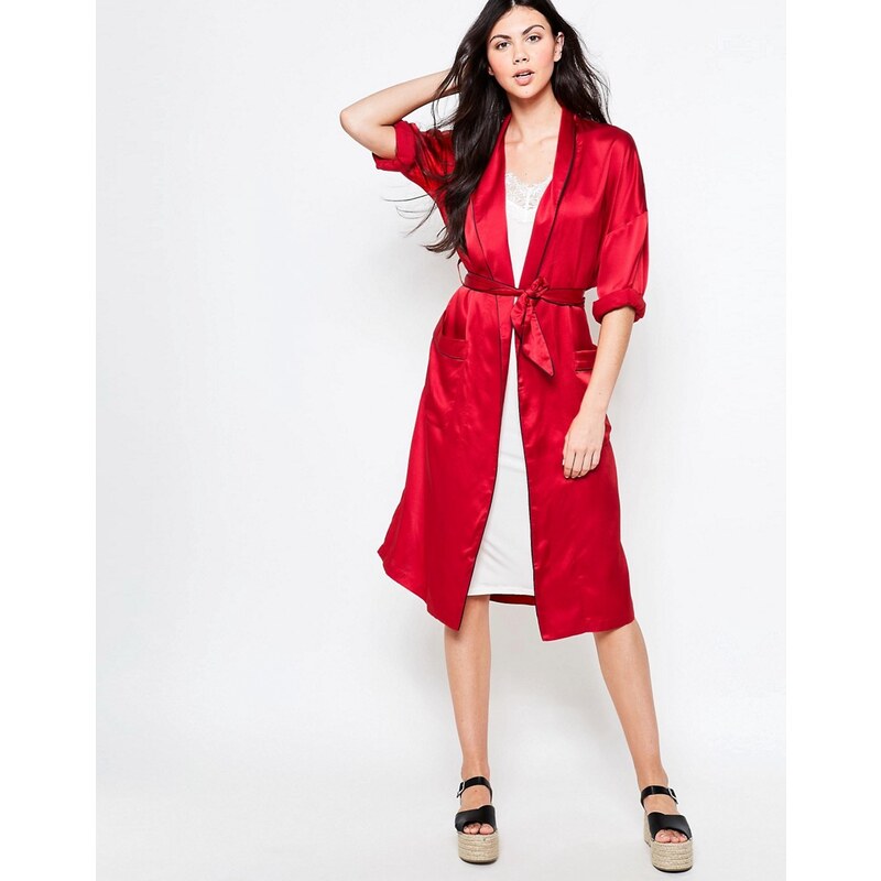 Ganni - Trinity - Robe cache-cur style kimono en crêpe de coton - Rouge