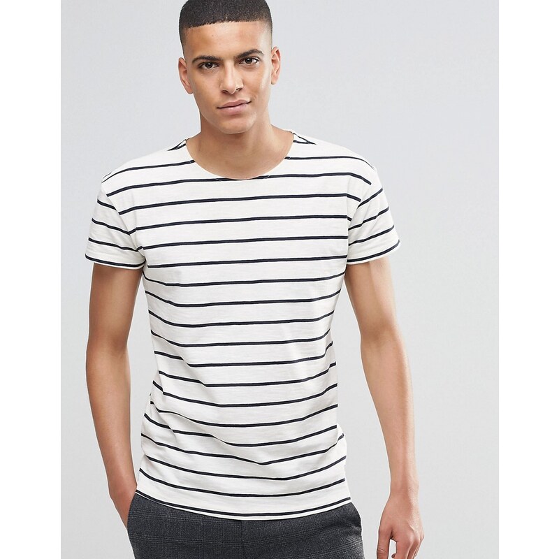 Selected Homme - T-shirt rayé - Blanc
