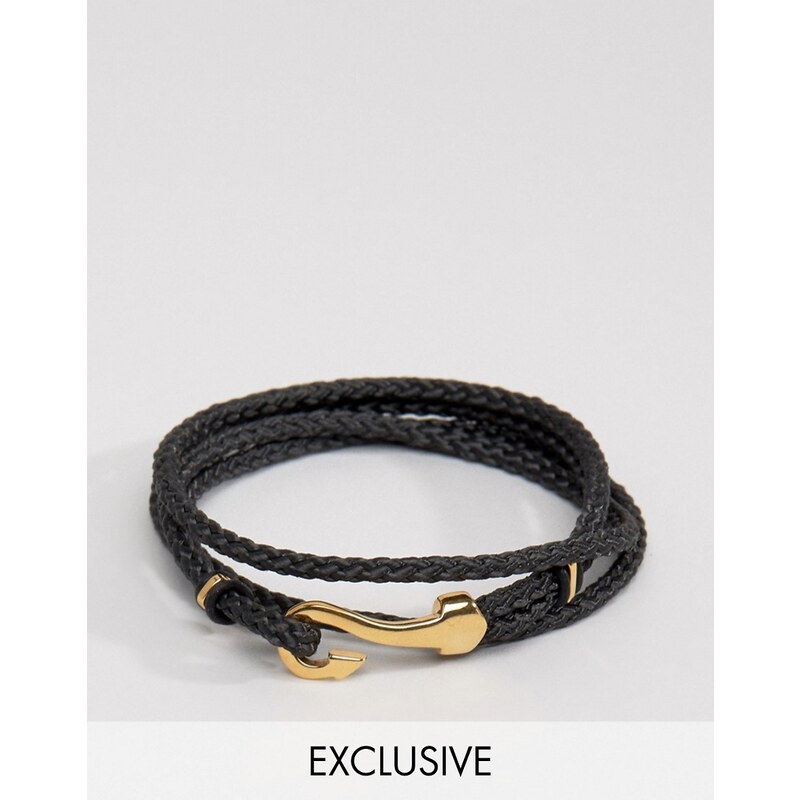 Seven London - Bracelet avec crochet - Noir - Exclusivité ASOS - Noir