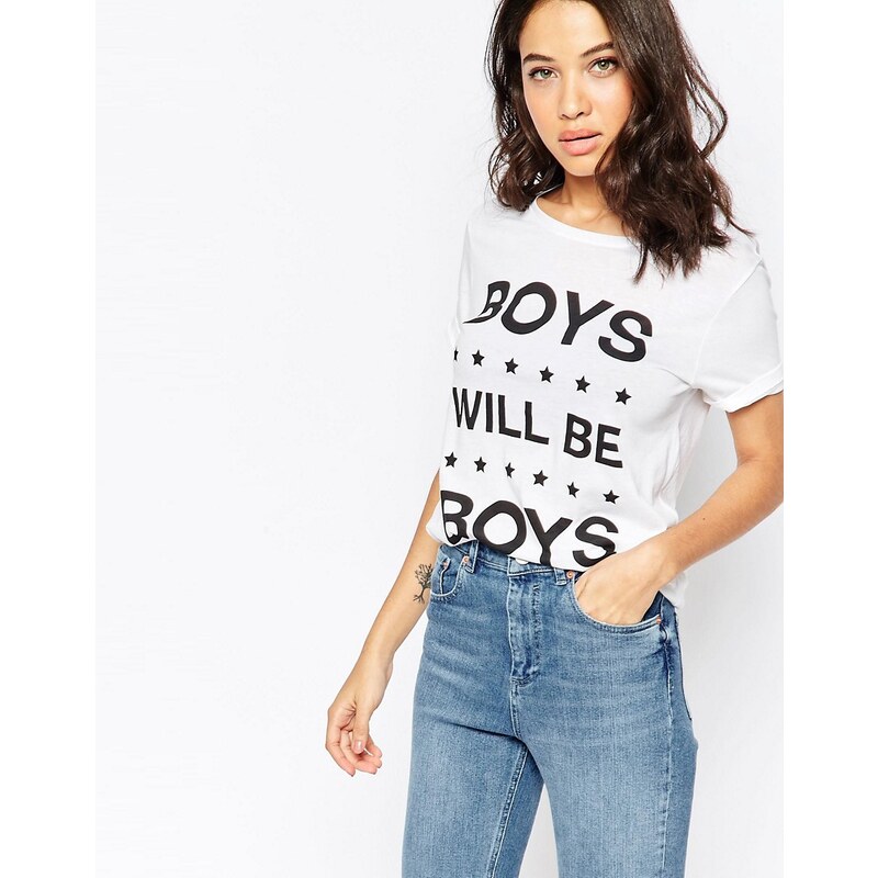 South Parade - T-shirt motif Boys Will Be Boys - Blanc