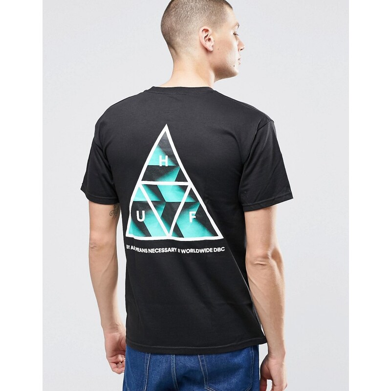HUF - T-shirt avec imprimé rétro trois triangles dans le dos - Noir