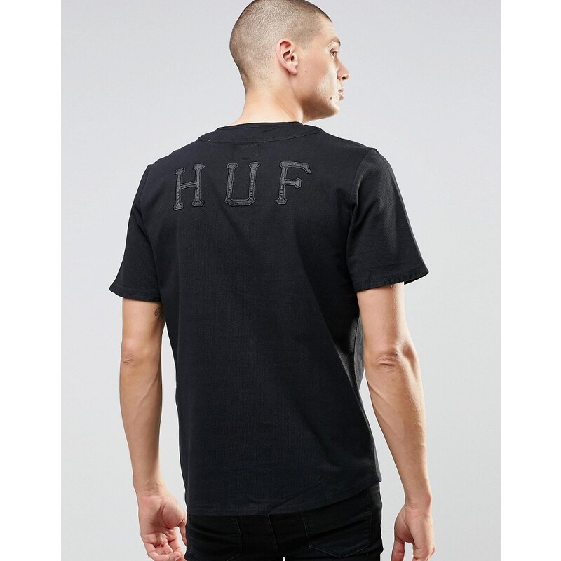 HUF - T-shirt en jersey style universitaire avec logo au dos - Noir