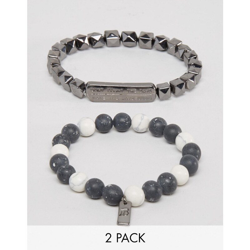 Icon Brand - Lot de 2 bracelets de perles - Exclusivité ASOS - Blanc