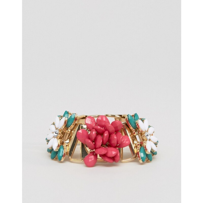 Oasis - Bracelet avec fleurs en 3D - Doré