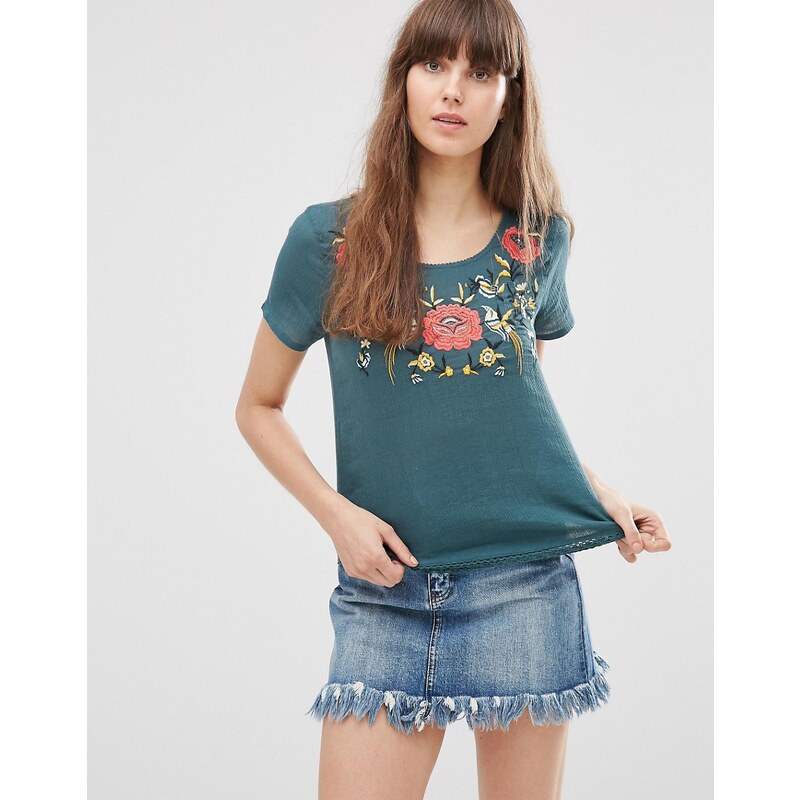 Vero Moda - T-shirt motif floral à manches courtes - Vert