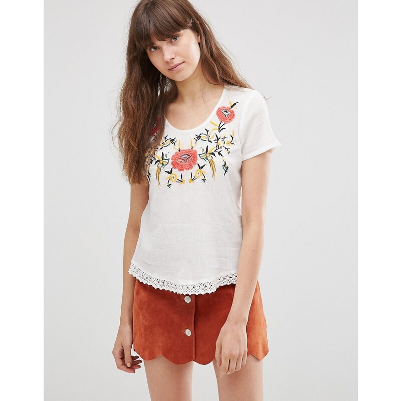 Vero Moda - T-shirt motif floral à manches courtes - Blanc