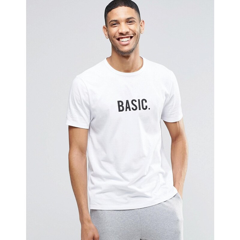 ASOS Loungewear - Basic - T-shirt à imprimé - Blanc