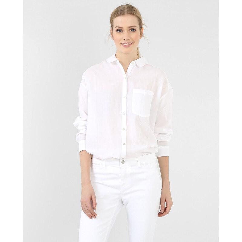 Chemise coton ample -50% Femme - Couleur blanc - Taille S -PIMKIE- SOLDES HIVER 2017