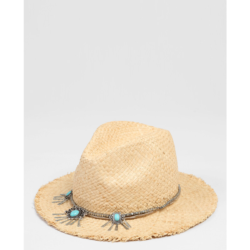 Chapeau fedora avec bijoux beige taupe, Femme, Taille S -PIMKIE- MODE FEMME